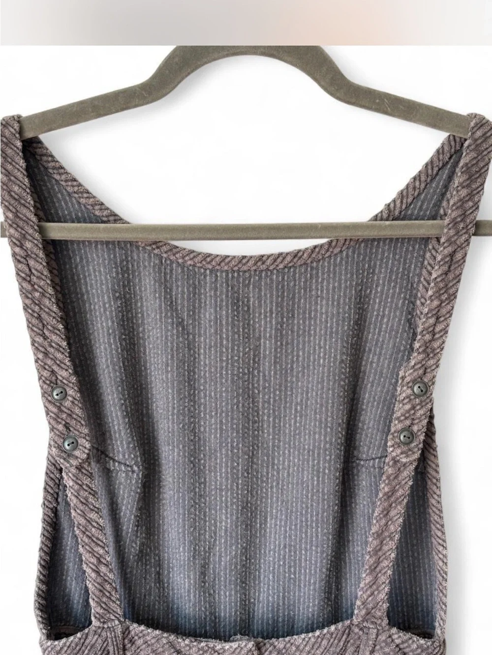 Free People The Other Side gray corduroy stripe midi dress size 4 fits S/M